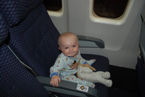 My son (at 6 months) prepares for takeoff